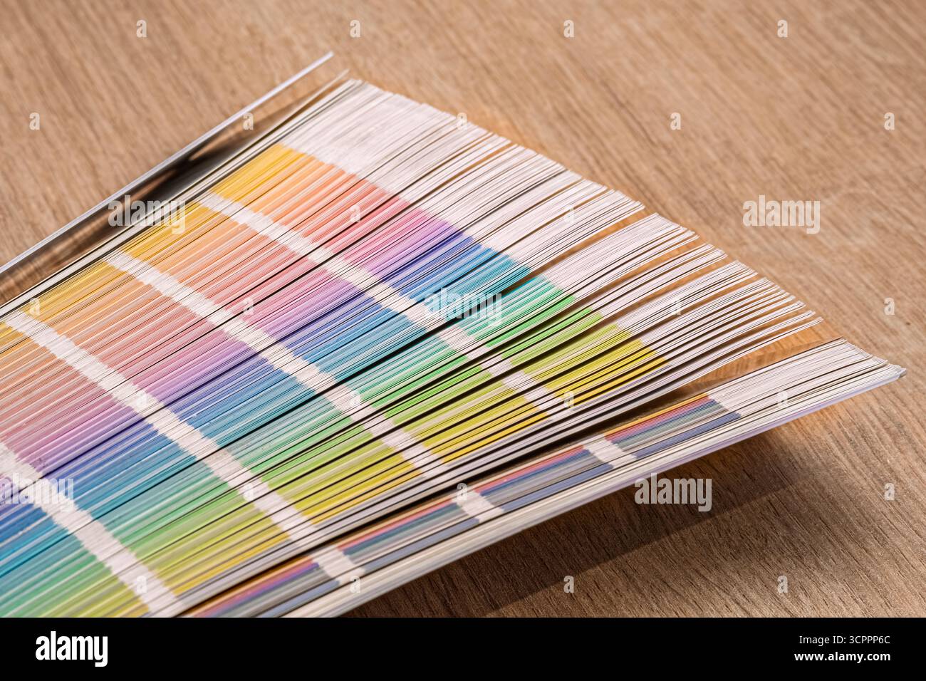Guida dei colori. Primo piano della guida standard della tavolozza dei colori. Perfetto per designer e artisti che cercano ispirazione o riferimento per la selezione dei colori. Foto Stock