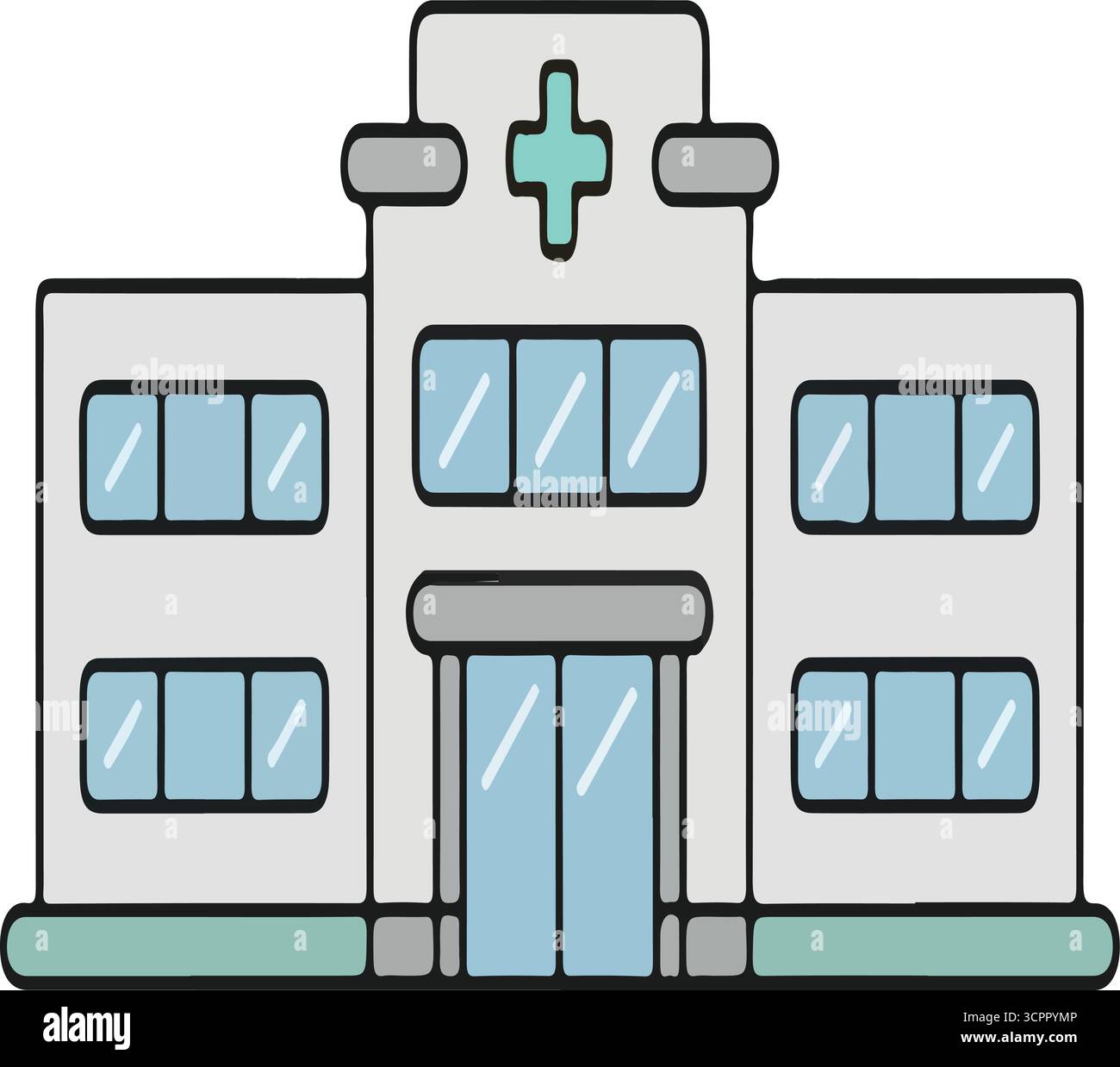 Edificio ospedaliero in illustrazioni di stile piatto Illustrazione Vettoriale