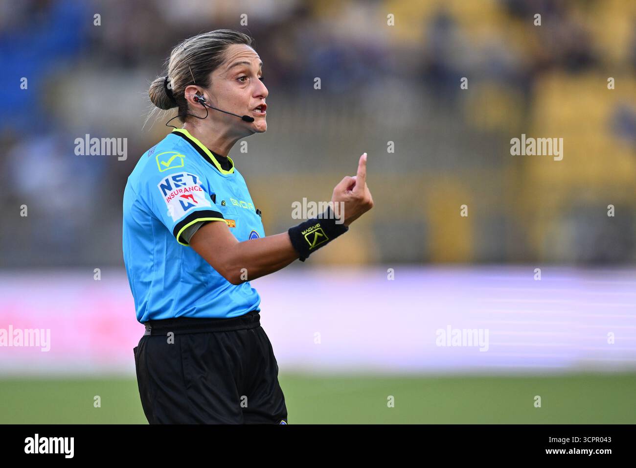 Arbitro Maria Marotta la finale di Coppa donna di serie A tra Juventus F.C. e A.S. Roma allo Stadio Romeo menti il 27 settembre 2025 a Castellammare di Stabia, Italia Foto Stock