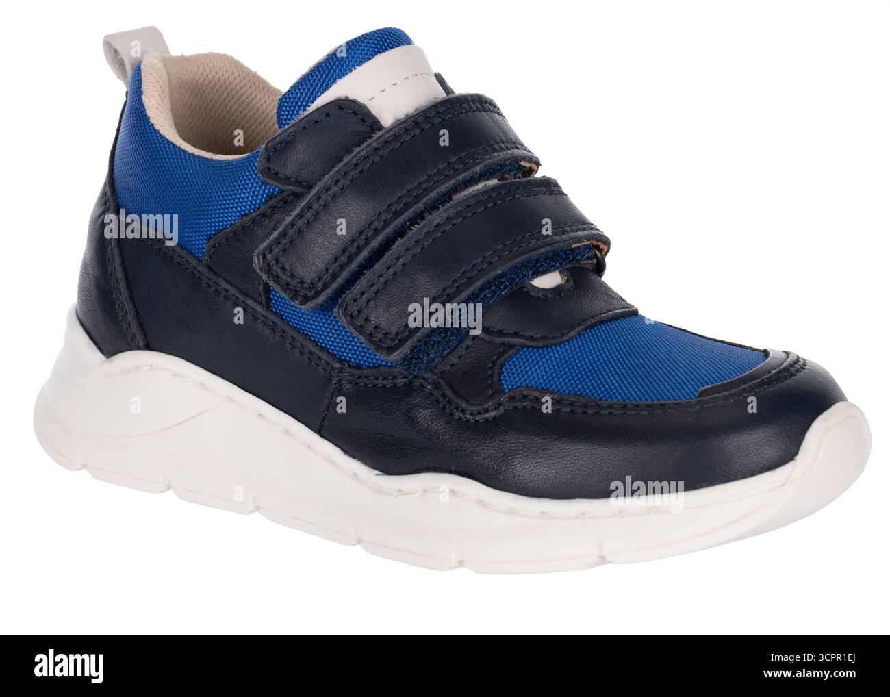 Sneaker da bambino blu navy con cinturini in velcro Foto Stock