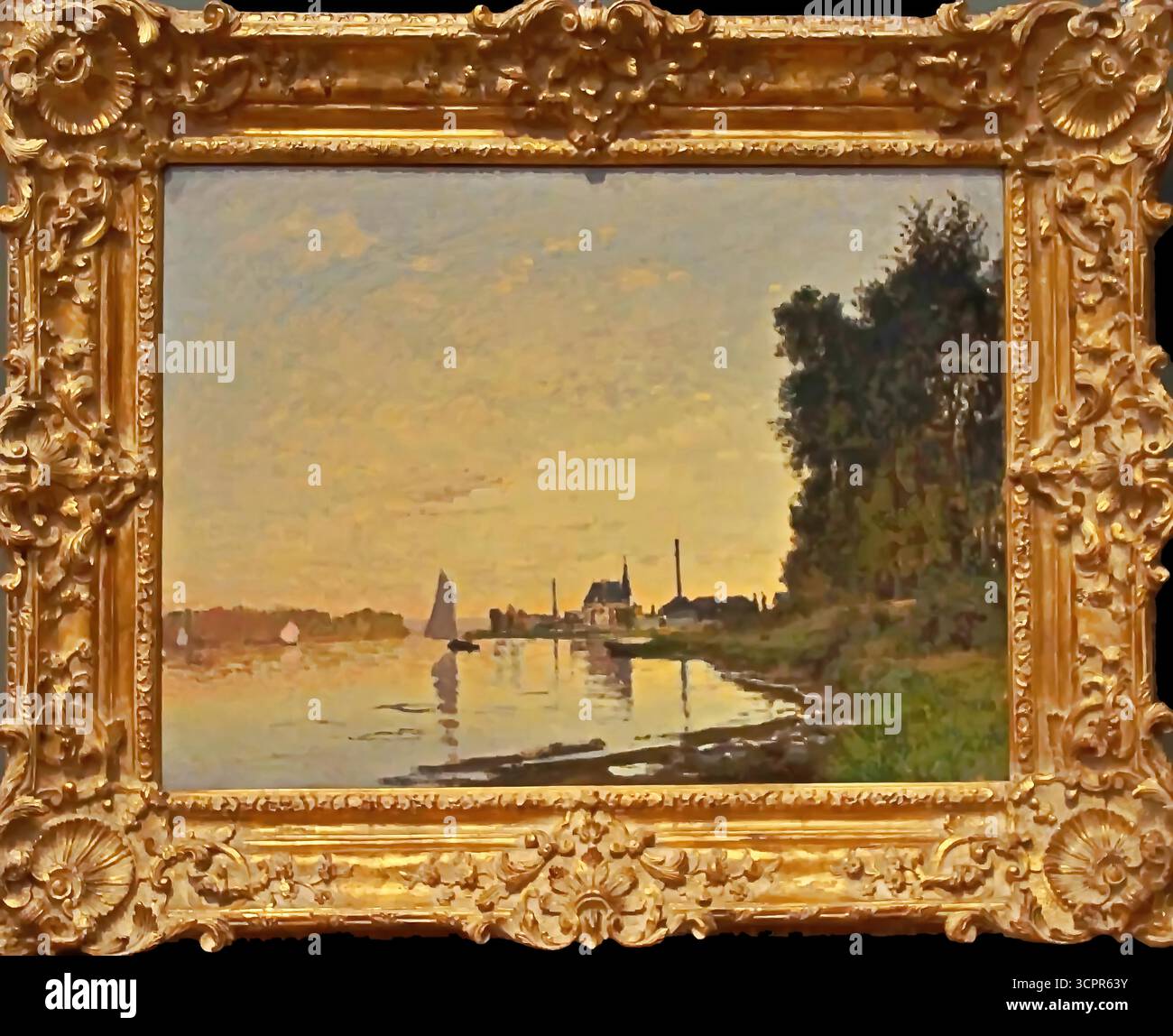 "Claude Monet, Argenteuil, tardo pomeriggio, 1872, capolavoro del paesaggio fluviale impressionista francese. Illustrazione Vettoriale