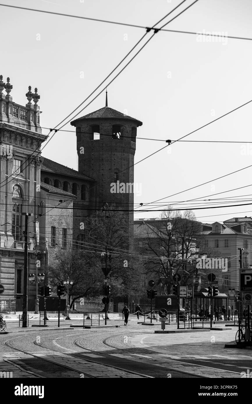 Torino, 27 marzo 2022: Palazzo Madama e Casaforte degli Acaja è un palazzo torinese. Situato in Piazza Castello. Foto Stock