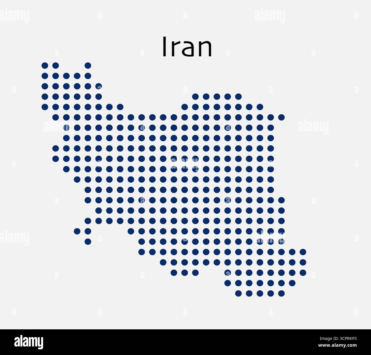 Mappa punteggiata dell'Iran, schema dei punti semplice mappa astratta. Illustrazione Vettoriale