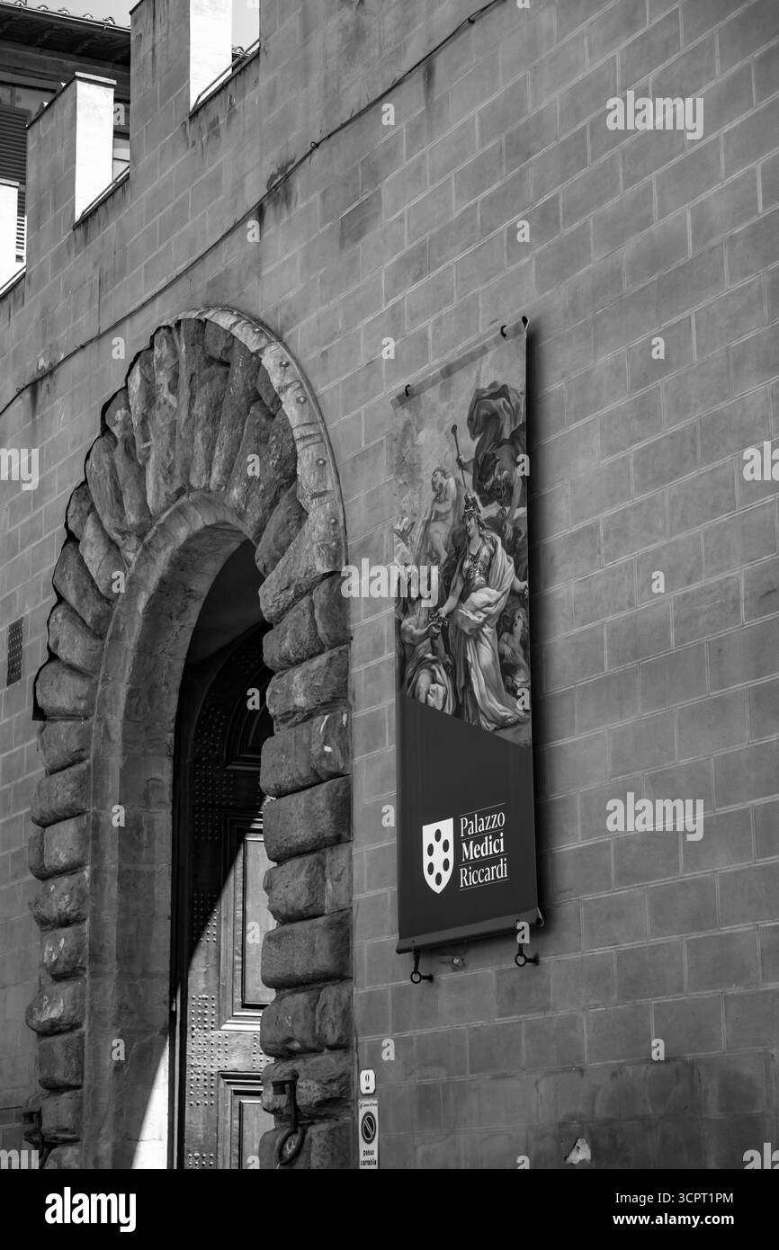 Firenze, Italia - 5 aprile 2022: Ingresso di Palazzo Medici Riccardi a Firenze, Toscana, Italia. Foto Stock