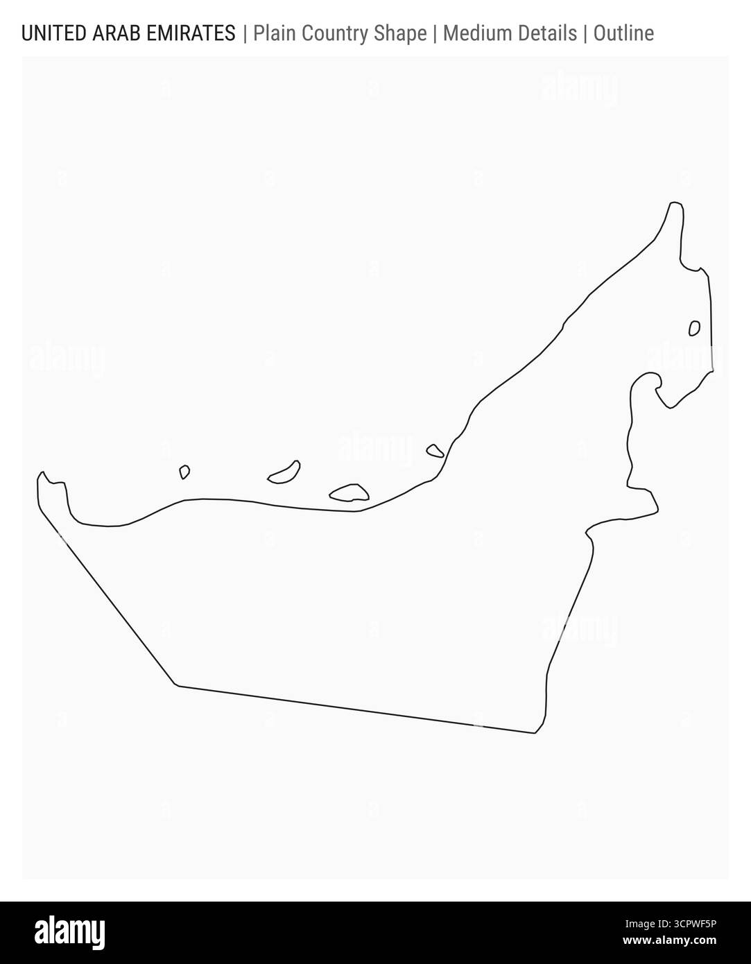 Mappa dei paesi della pianura degli Emirati Arabi Uniti. Dettagli medi. Stile contorno. Forma degli Emirati Arabi Uniti. Illustrazione vettoriale. Illustrazione Vettoriale