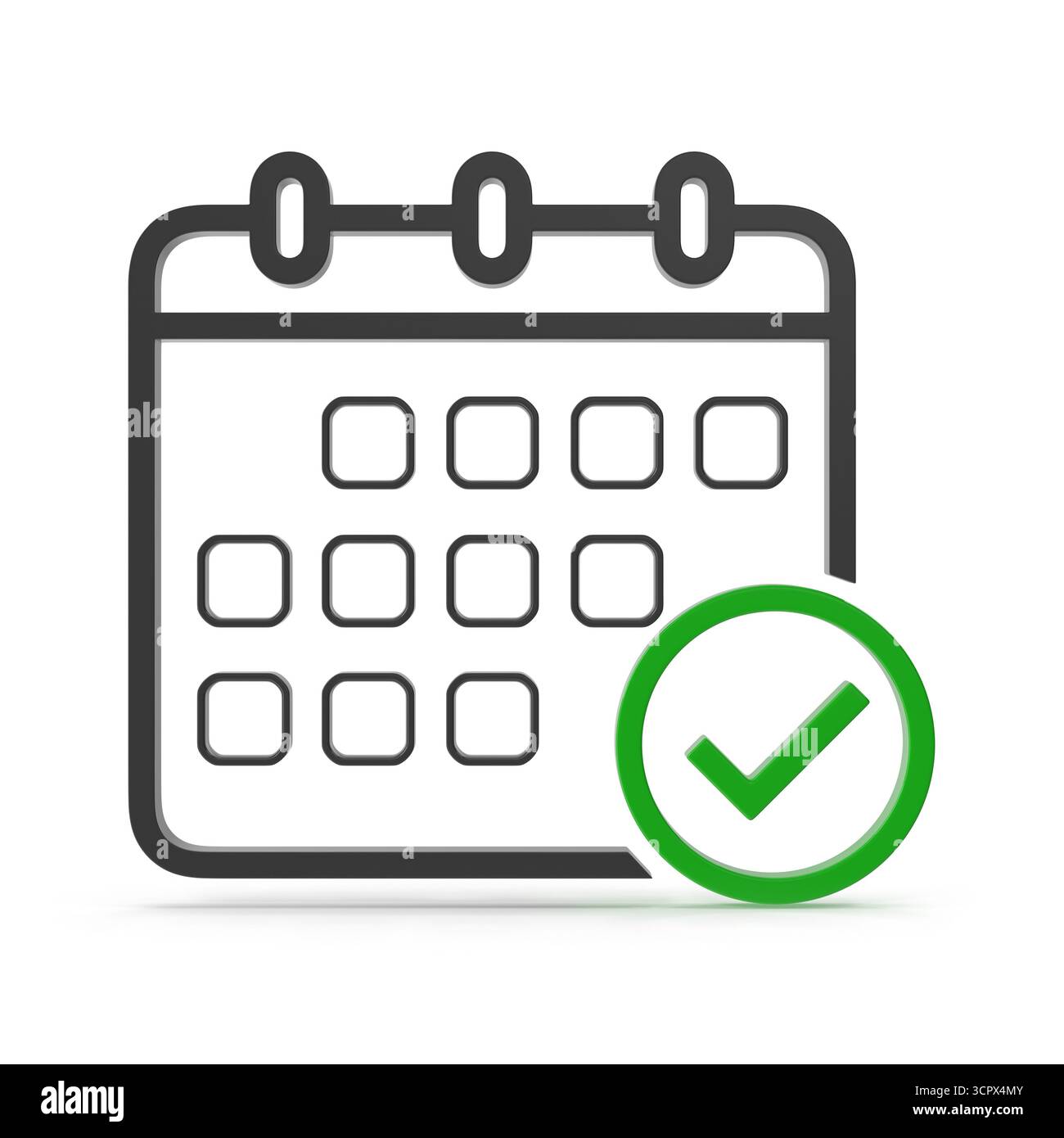 Calendario con segno di spunta Pianifica attività completata approvazione pianificazione eventi Foto Stock