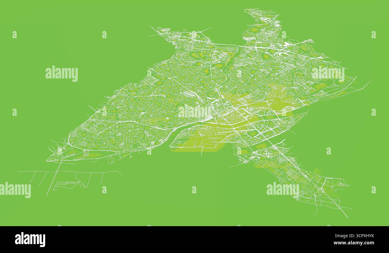 Mappa stradale di Nantes in Francia, immagine grafica del contorno vettoriale Illustrazione Vettoriale