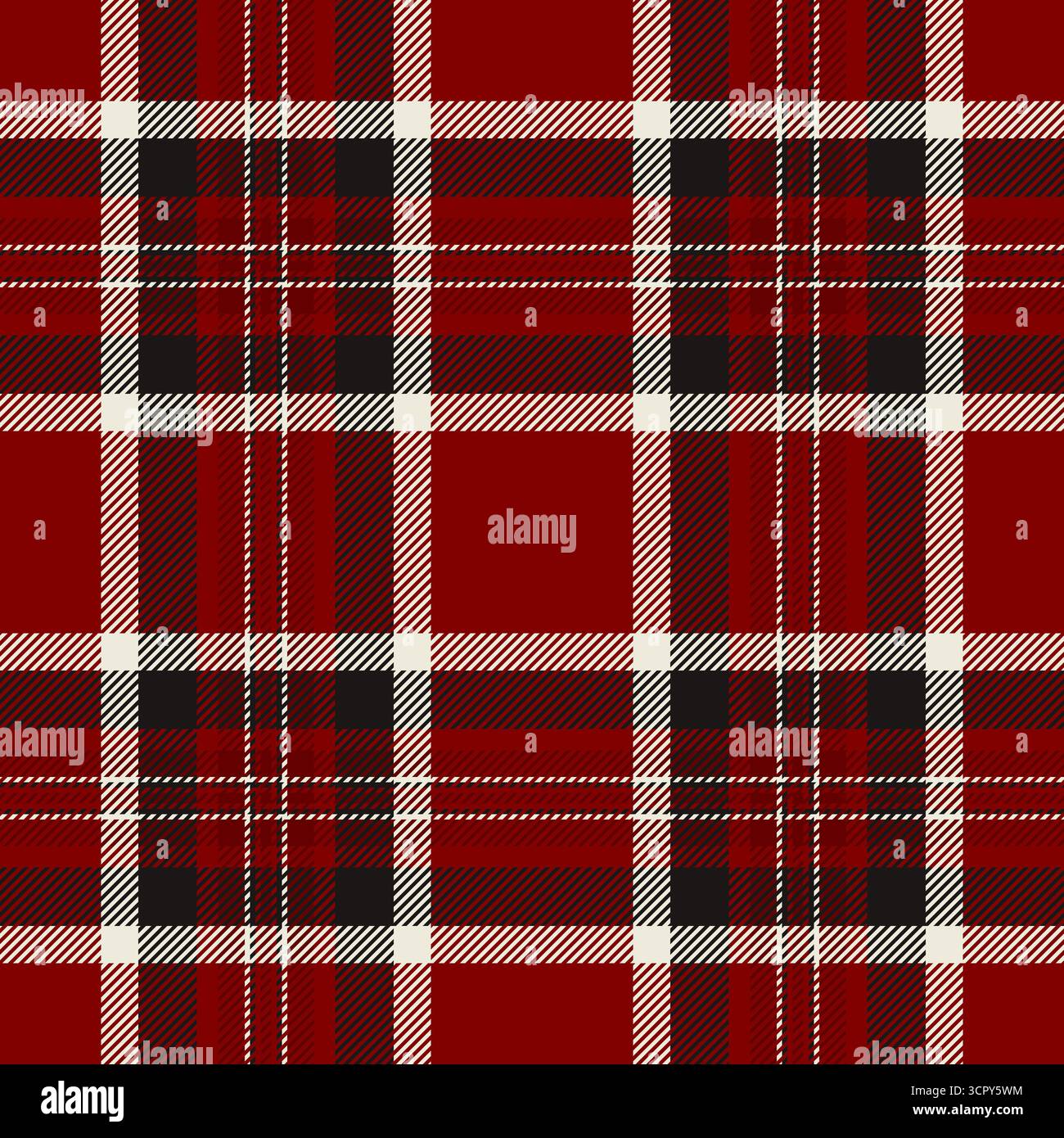 Classico motivo tartan rosso, nero e beige. Evoca tradizione, calore e allegria festosa. Ideale per sfondi, tessuti o design stagionali. Illustrazione Vettoriale