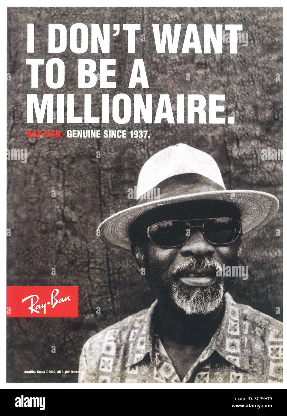 2000 pubblicità Ray-Ban sugli occhiali da sole, "non voglio essere milionario" Foto Stock