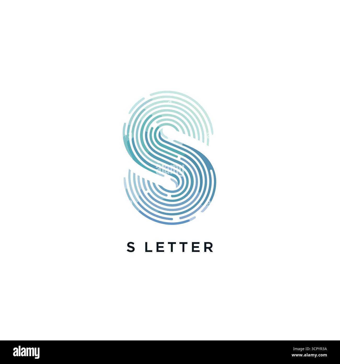 Grafica vettoriale del design del logo Letter S con impronta digitale, creando un'identità del marchio unica e memorabile per varie aziende Illustrazione Vettoriale