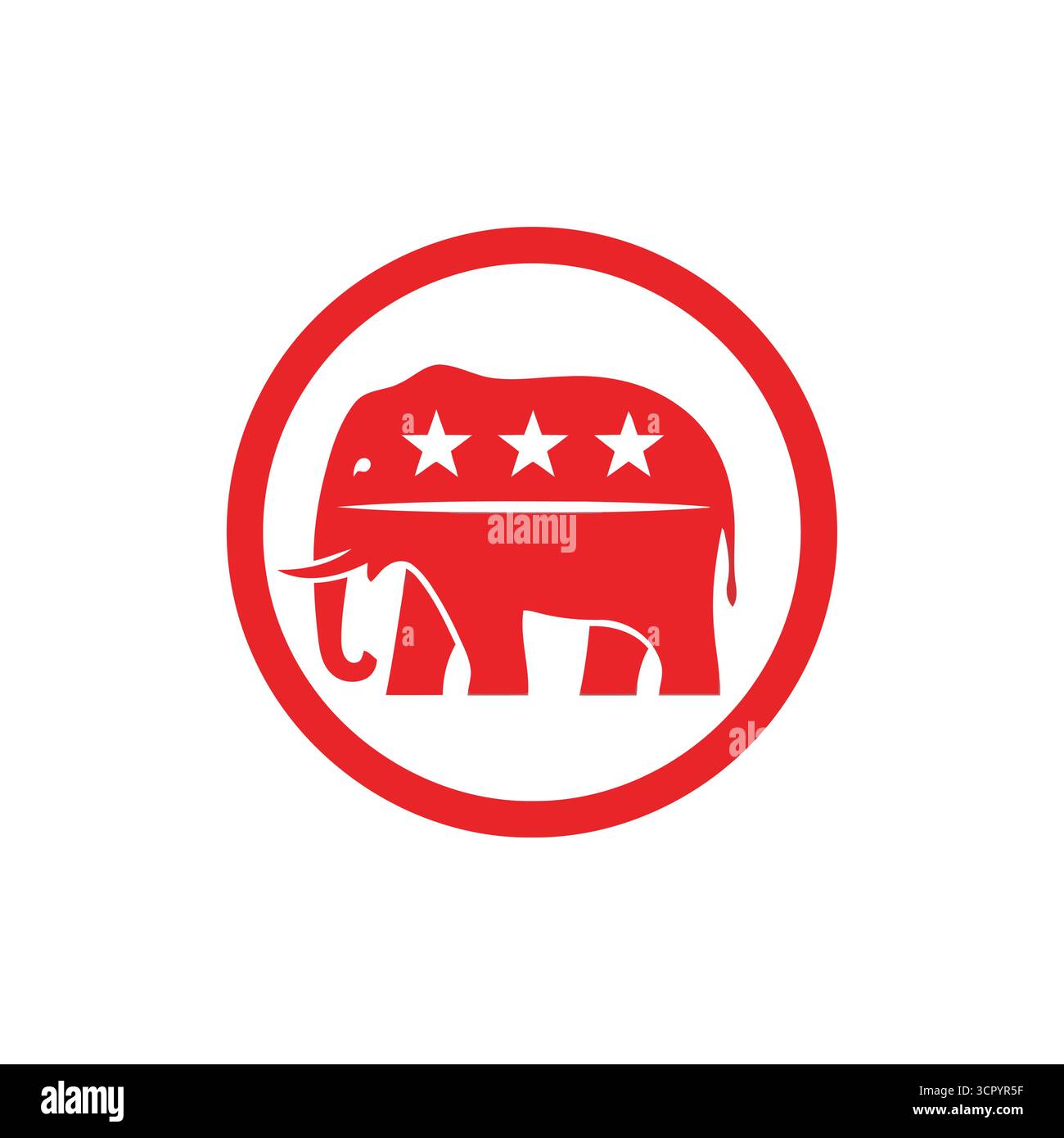 Arte vettoriale del logo dell'elefante repubblicano del partito, che rappresenta il grande vecchio partito e i suoi valori conservatori nella politica americana Illustrazione Vettoriale