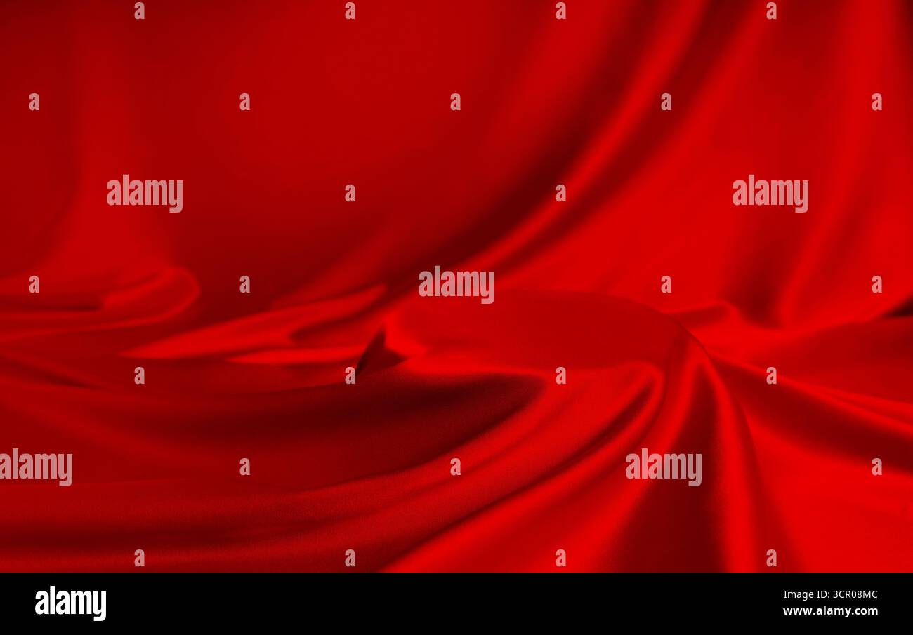 Fondo in seta rossa con podio drappeggiato Foto Stock