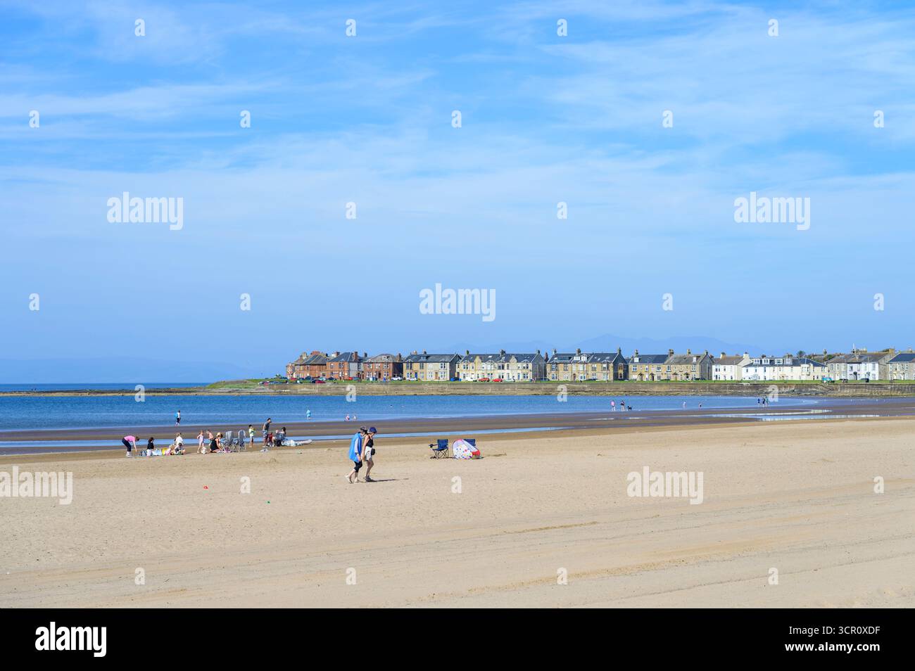 Troon South Beach dopo la pulizia, South Ayrshire, Scozia, Regno Unito Foto Stock