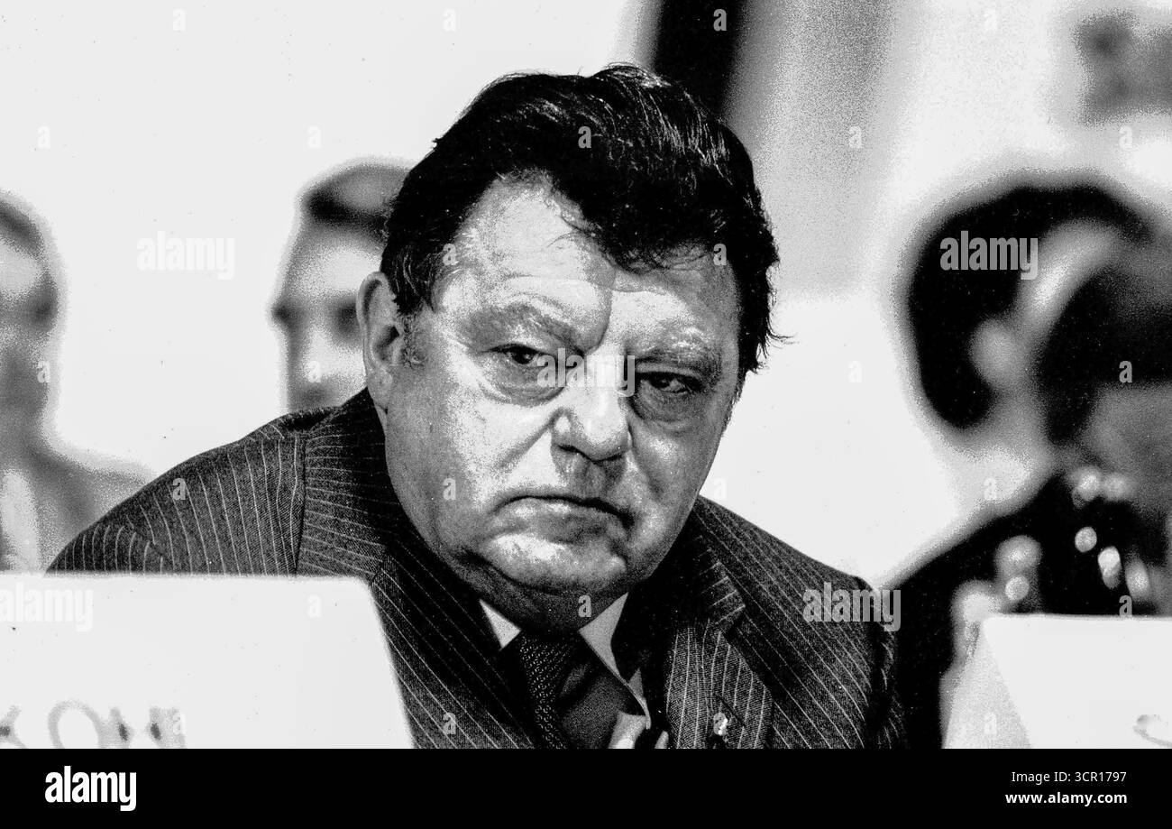 Franz-Josef Strauß, politico tedesco e primo ministro della Baviera, Dortmund, Germania Foto Stock