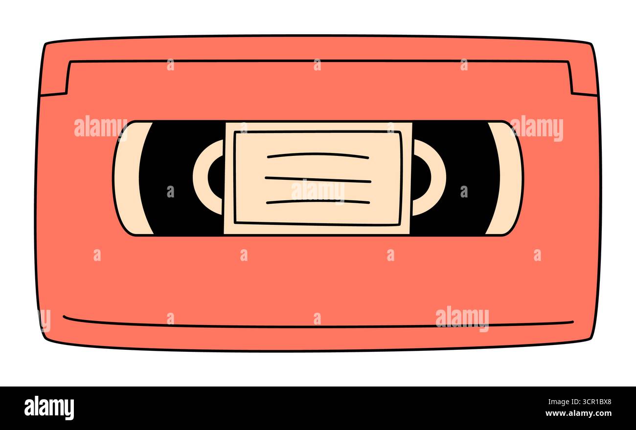 Cartone autoadesivo per cassette retro Groovy Illustrazione Vettoriale Cartone autoadesivo per cassette retro Groovy Illustrazione Vettoriale