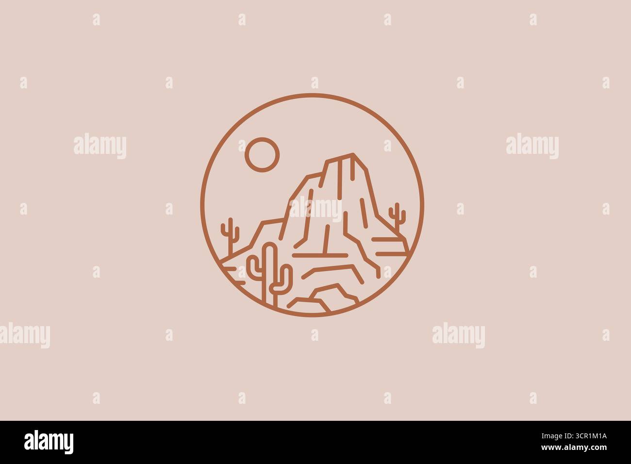 Logo Rocky Canyon View concept lineare moderno e minimalista Illustrazione Vettoriale
