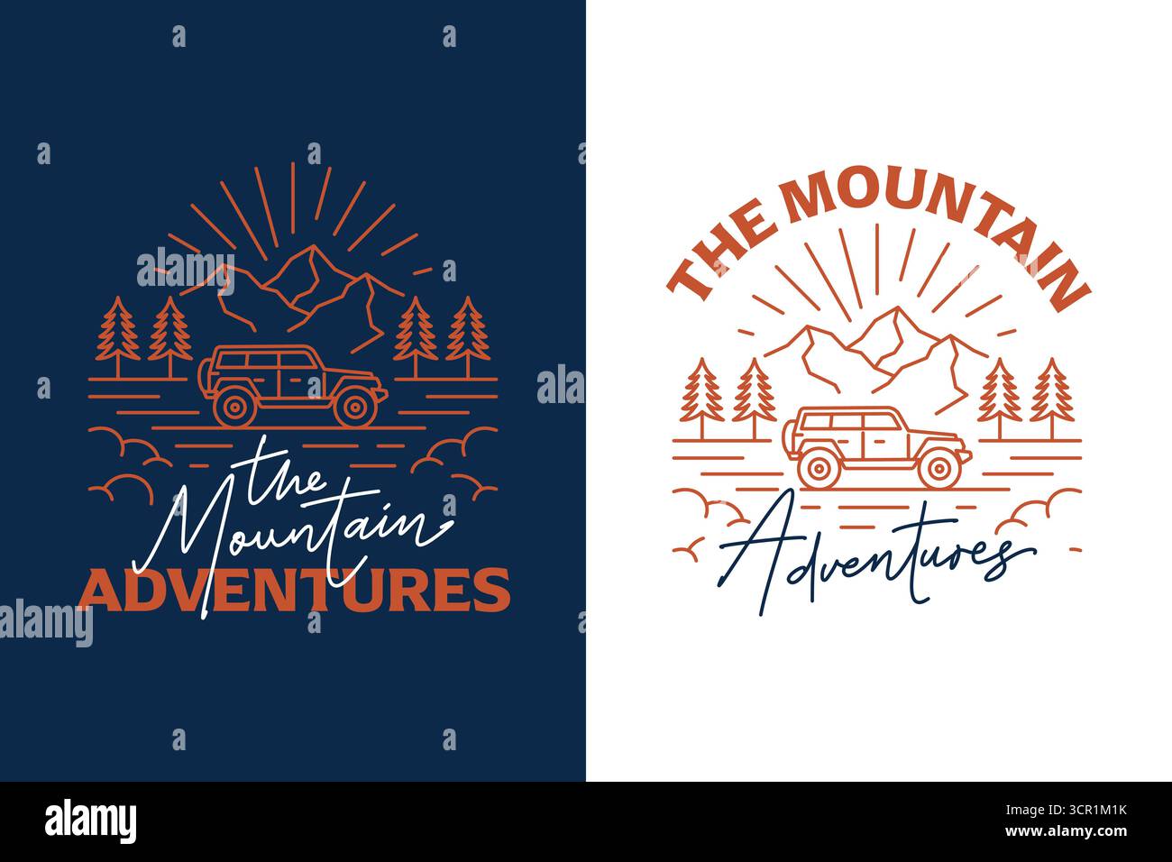 Illustrazione Holiday Mountain Trip in stile monolina con logo astratto Illustrazione Vettoriale