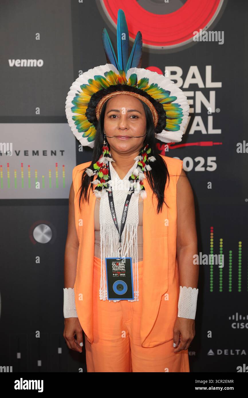 New York, Stati Uniti. 27 settembre 2025. Puyr Tembe partecipa al Global Citizen Festival 2025 al Central Park Great Lawn di New York City, Stati Uniti, il 27 settembre 2025. (Foto: Giada Papini Rampelotto/EuropaNewswire) (foto di Luiz Rampelotto/NurPhoto) credito: NurPhoto SRL/Alamy Live News Foto Stock