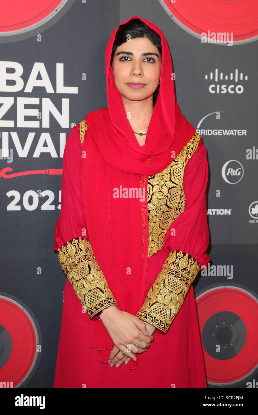 New York, Stati Uniti. 27 settembre 2025. Pashtana Durrani partecipa al Global Citizen Festival 2025 al Central Park Great Lawn di New York City, Stati Uniti, il 27 settembre 2025. (Foto: Giada Papini Rampelotto/EuropaNewswire) (foto di Luiz Rampelotto/NurPhoto) credito: NurPhoto SRL/Alamy Live News Foto Stock