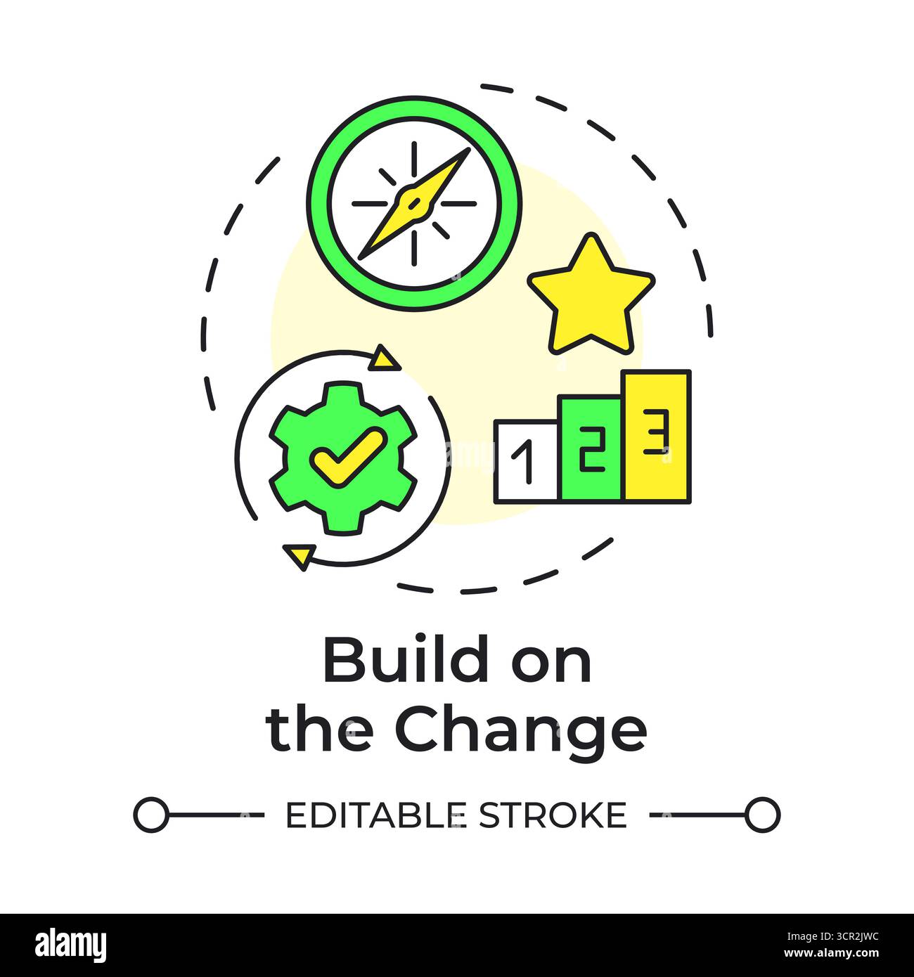 Icona Concept Build on Change multicolore Illustrazione Vettoriale