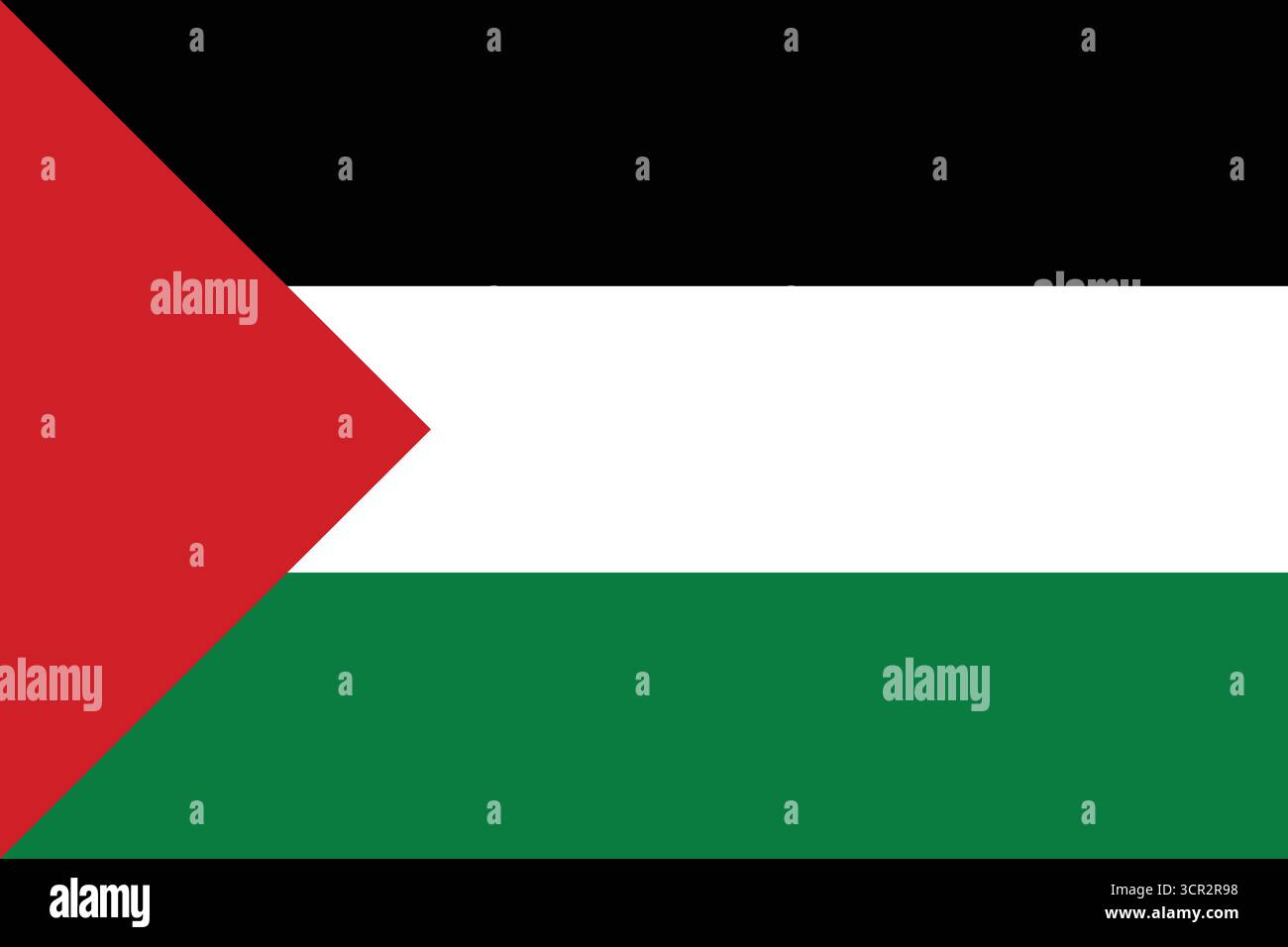 Vettore ufficiale di bandiera della Palestina. Design minimale modificabile adatto all'uso didattico e creativo. Illustrazione Vettoriale