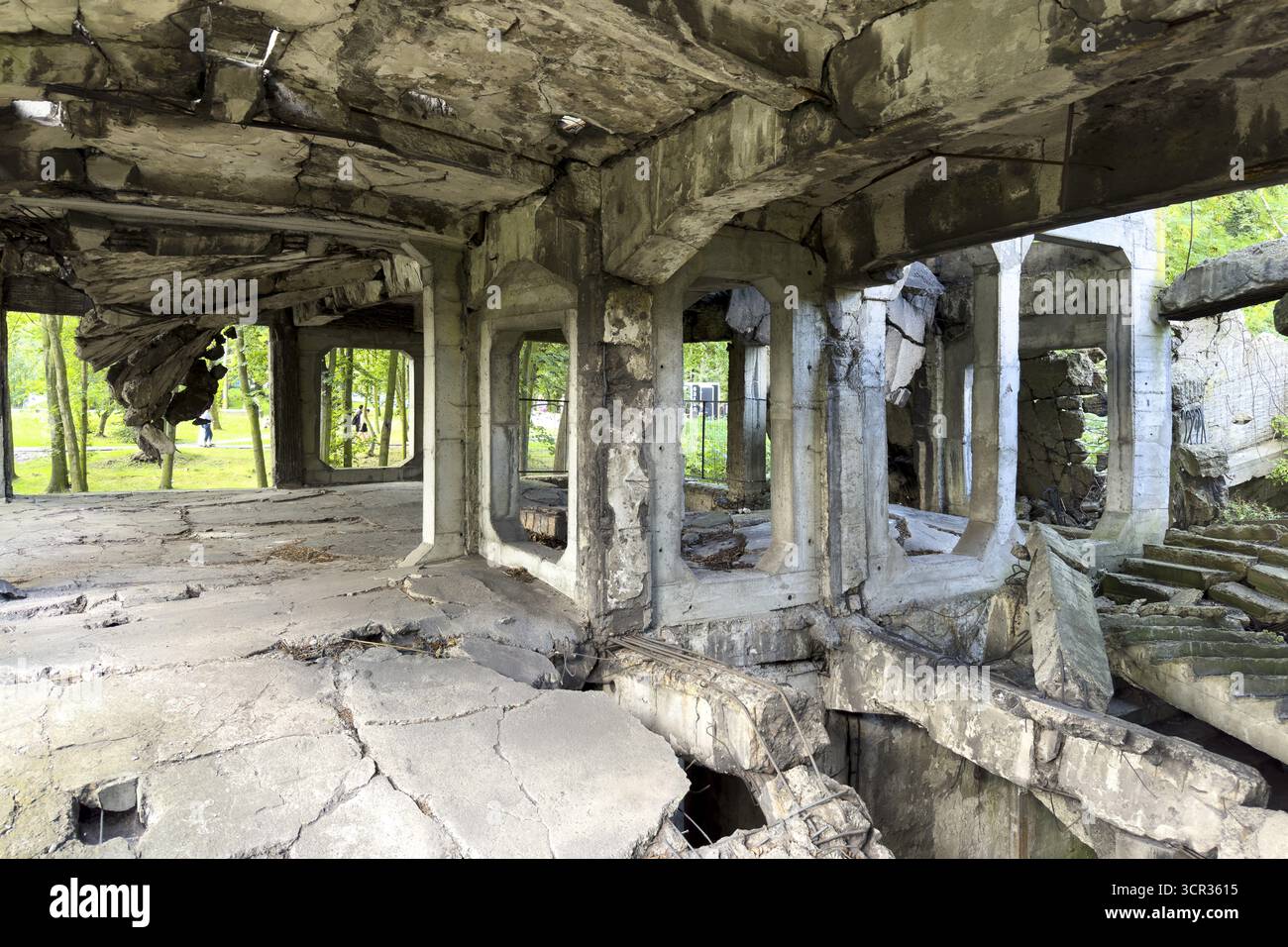 Deposito di munizioni polacco distrutto, rovina, Westerplatte, Danzica, Danzica, Danzica, Polonia Foto Stock