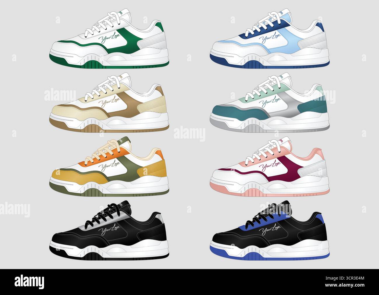 Design delle sneaker con colorazioni moderne e raffinate che si adattano al tuo marchio Illustrazione Vettoriale