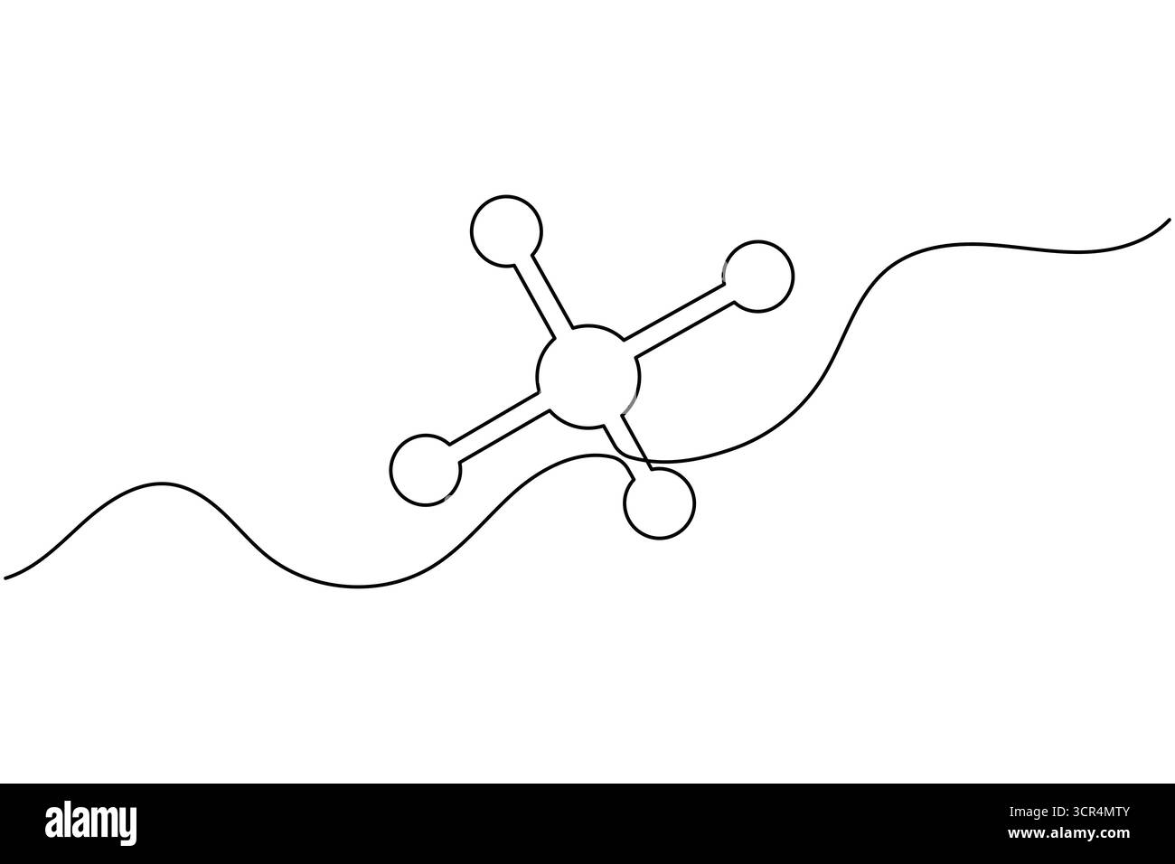 Struttura molecolare continua una linea disegnando illustrazione del vettore scientifico della chimica Illustrazione Vettoriale