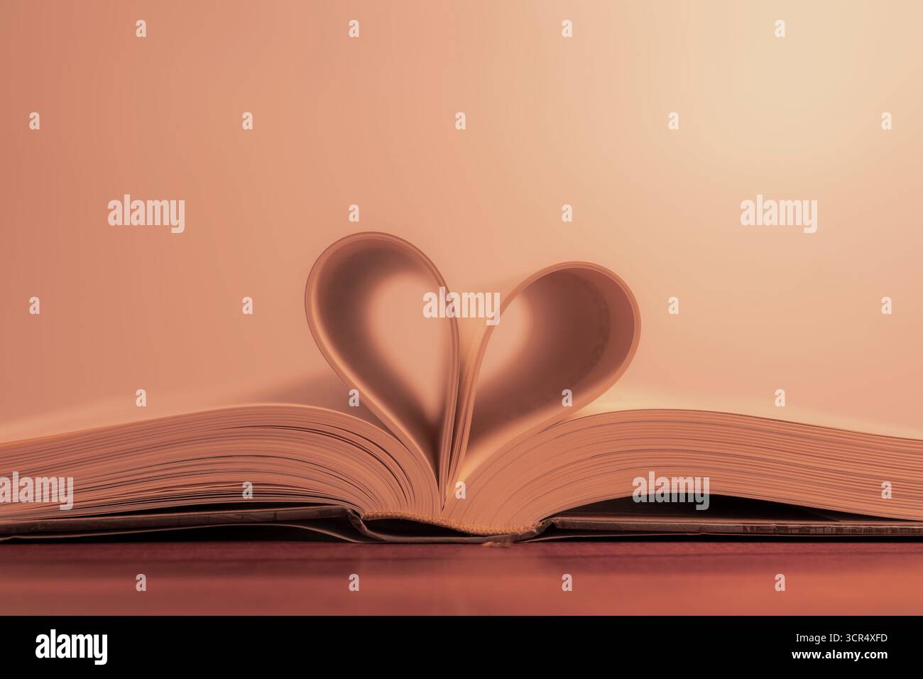 Heart Shape fatto di libri con una sensazione calda e piacevole, Conceptual Shot Foto Stock