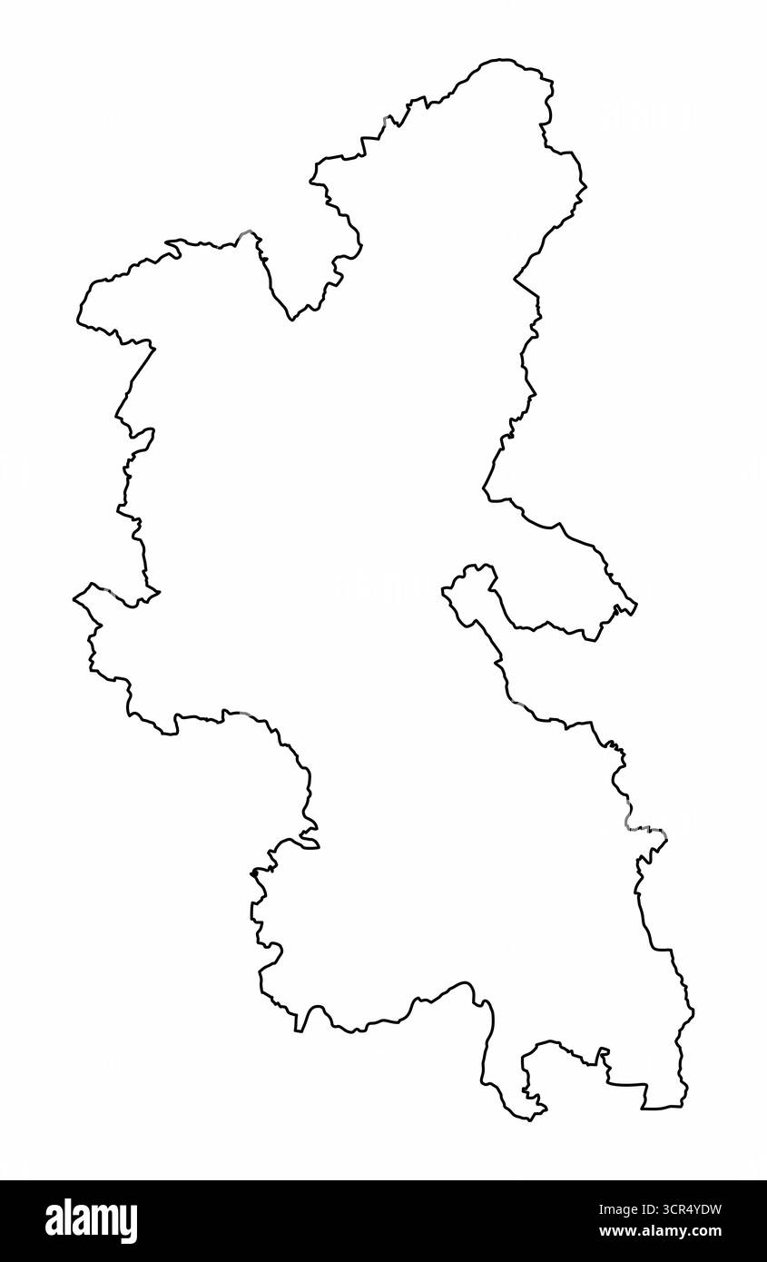 Mappa di contorno della contea del Buckinghamshire isolata su sfondo bianco, Inghilterra Illustrazione Vettoriale