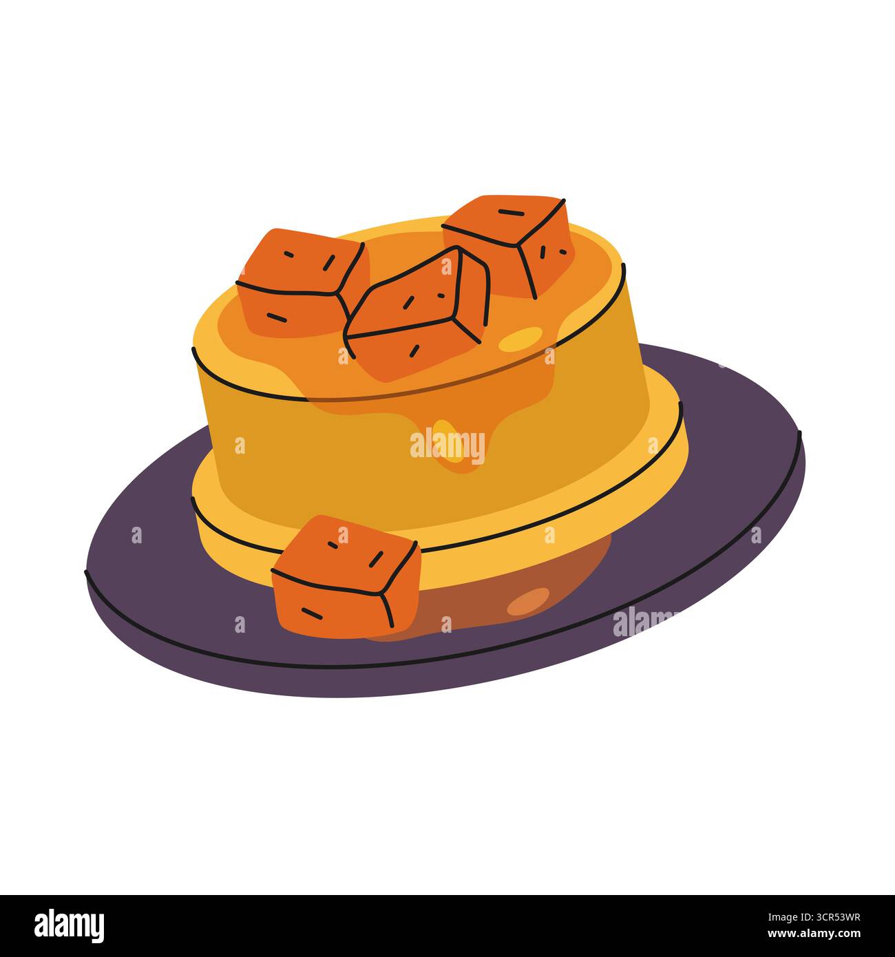 Dessert cinese vettoriale o budino asiatico, cibo dolce cinese. Gelatina di riso o piatto asiatico. Gastronomia, cucina speciale. Cucina tradizionale per le feste. Nutriente sciroppo. Cucina, nutrizione, gourmet. Illustrazione Vettoriale