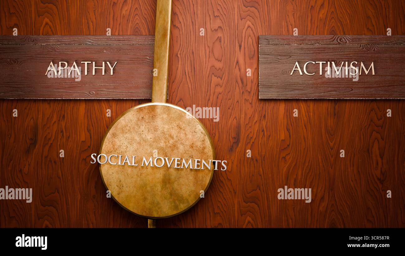 I movimenti sociali oscillano tra l'apatia e l'attivismo. Visualizzazione di un modello ripetuto di movimenti sociali che si alternano tra le estremità: Apatia e AC Foto Stock