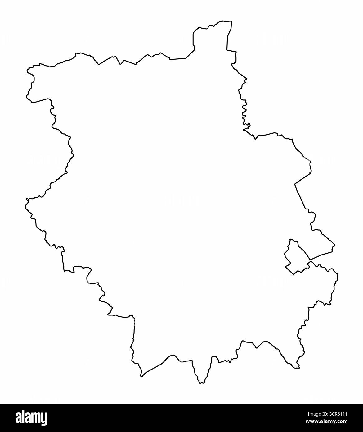 Mappa di contorno della contea del Cambridgeshire isolata su sfondo bianco, Inghilterra Illustrazione Vettoriale