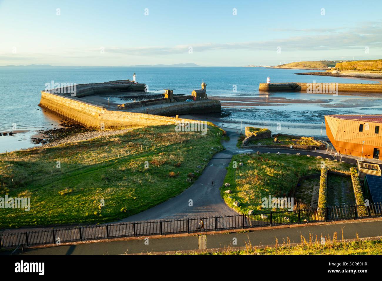 Tramonto a Whitehaven Harbour, Cumbria, Inghilterra. Foto Stock