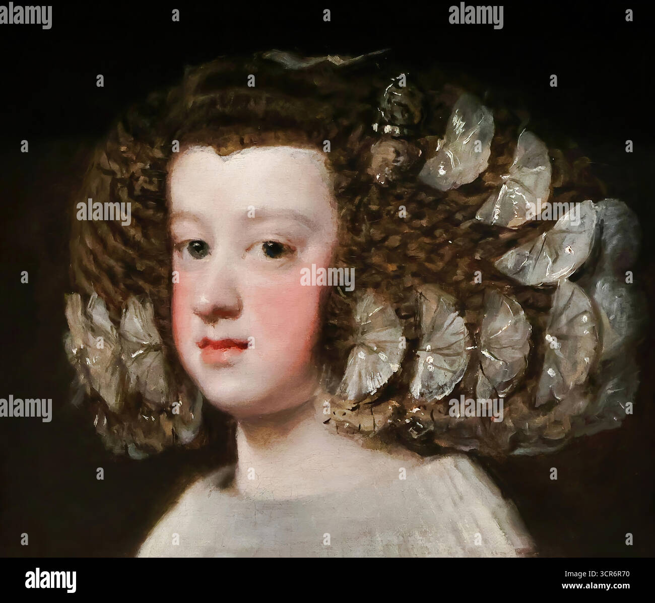 Diego Velázquez, María Teresa (1638–1683), Infanta di Spagna (1651–54), ritratto a figura intera di corte spagnolo in abito guardiano. Illustrazione Vettoriale