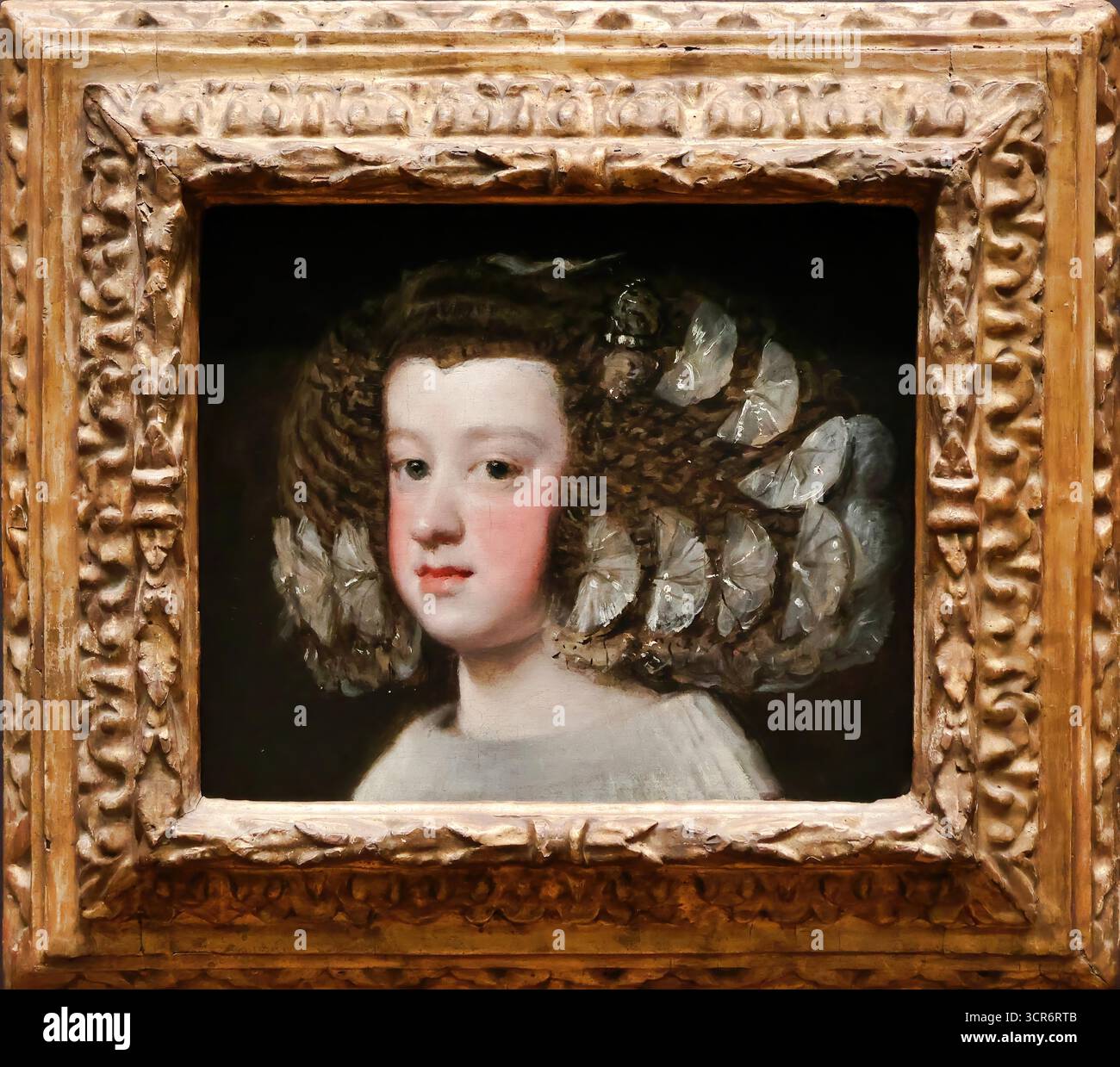 Diego Velázquez, María Teresa (1638–1683), Infanta di Spagna (1651–54), ritratto a figura intera di corte spagnolo in abito guardiano. Illustrazione Vettoriale