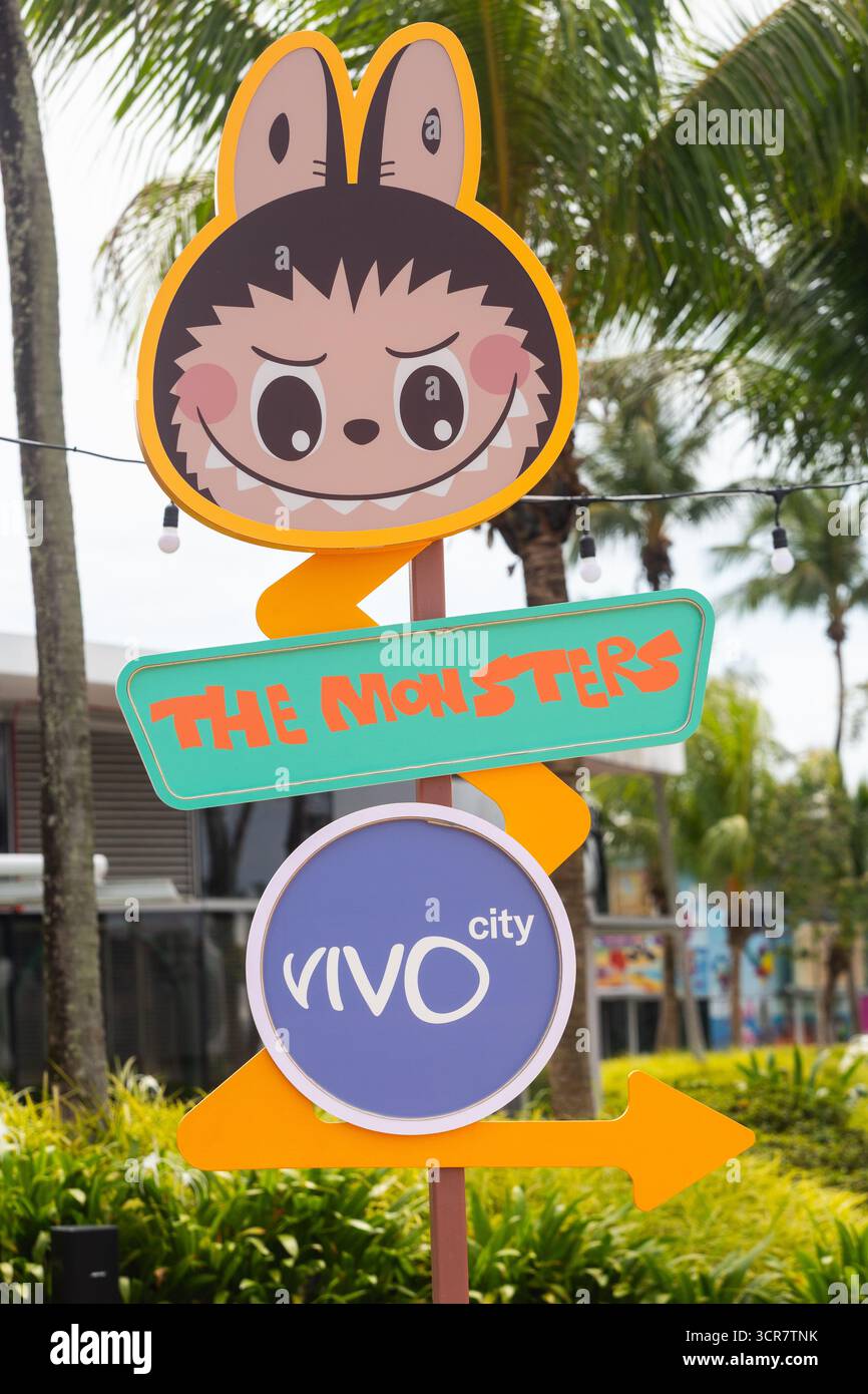 Vista verticale. Labubu Mini Market Pop Up Event, Photo zone, Singapore. Foto Stock