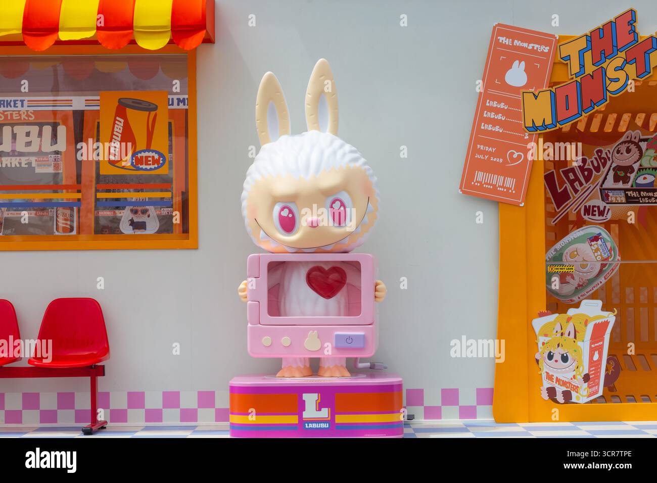 Labubu Mini Market Pop Up Event, Photo zone, Singapore. Foto Stock