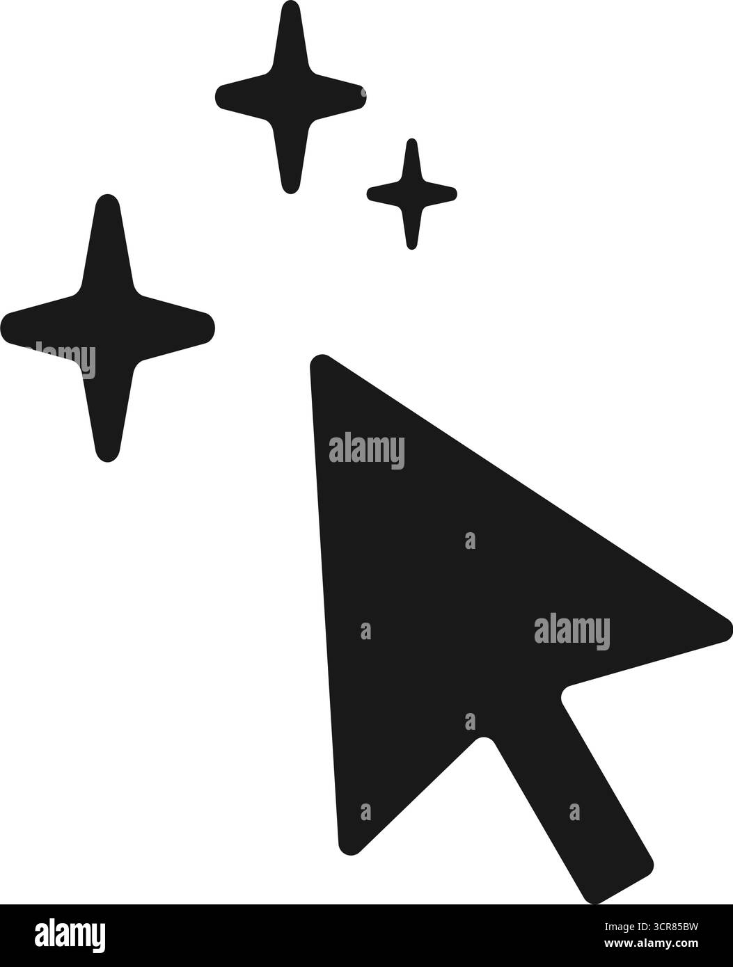 L'icona del cursore del mouse del computer con stelle per l'IA genera il concetto in semplice stile vettoriale Illustrazione Vettoriale