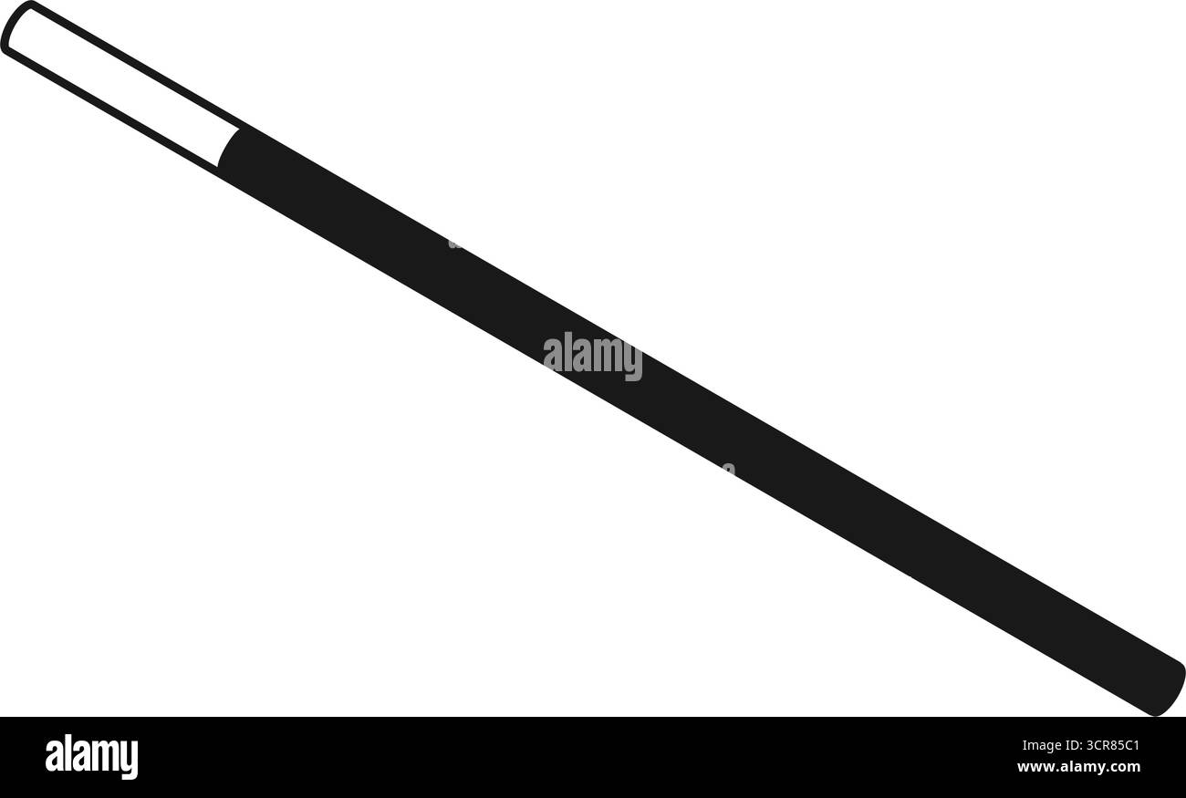 Una bacchetta magica dalla silhouette nera con grafica vettoriale bianca Illustrazione Vettoriale