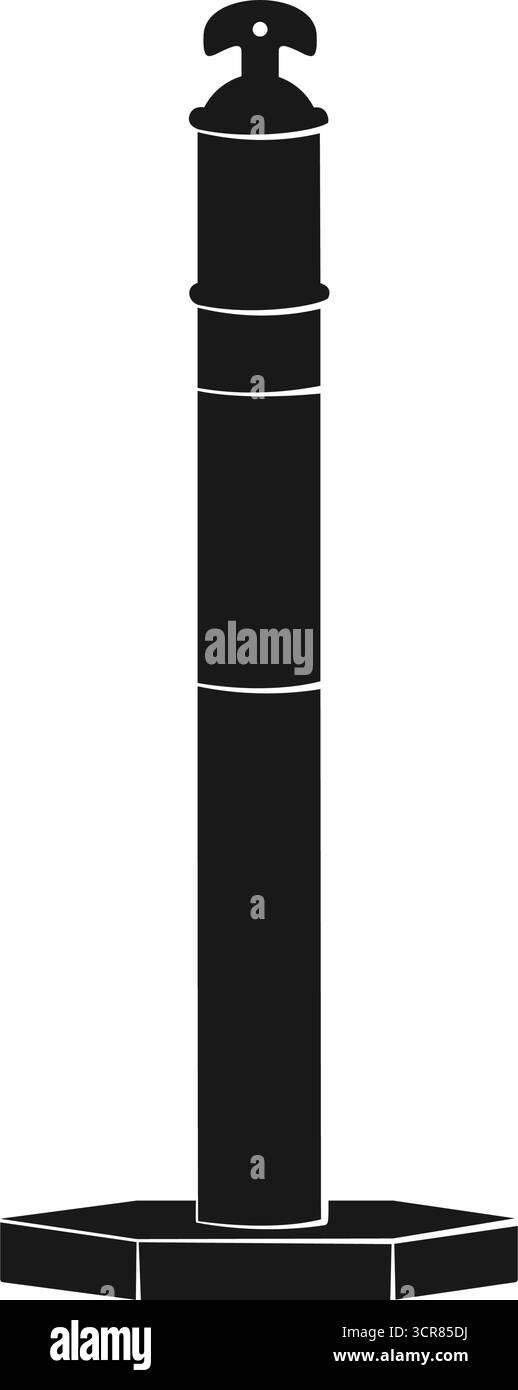 Icona a forma di bolletto stradale con base in gomma, silhouette nera vettoriale Illustrazione Vettoriale