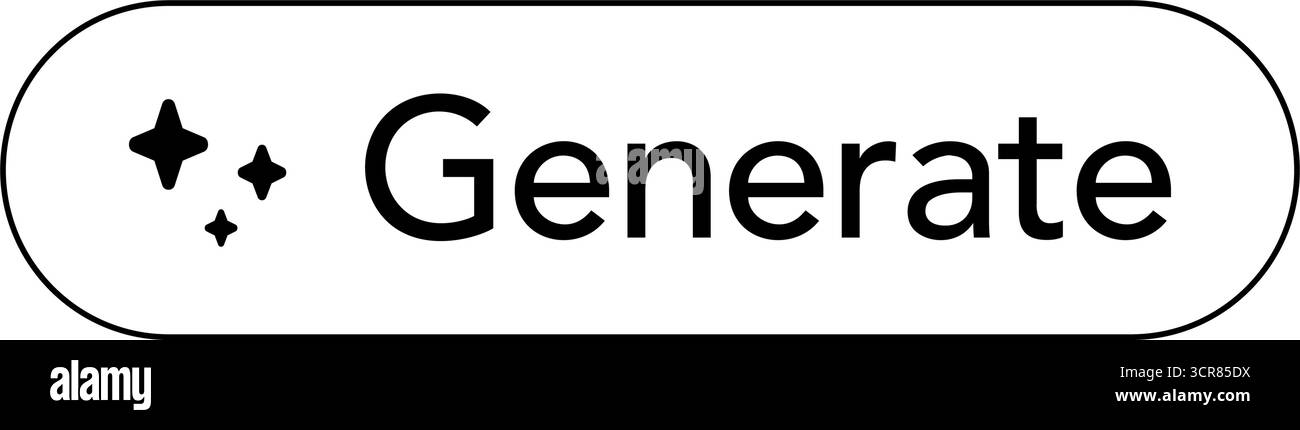 Il design piatto ai genera un pulsante con l'icona a stelle e sfondo trasparente nel vettore Illustrazione Vettoriale