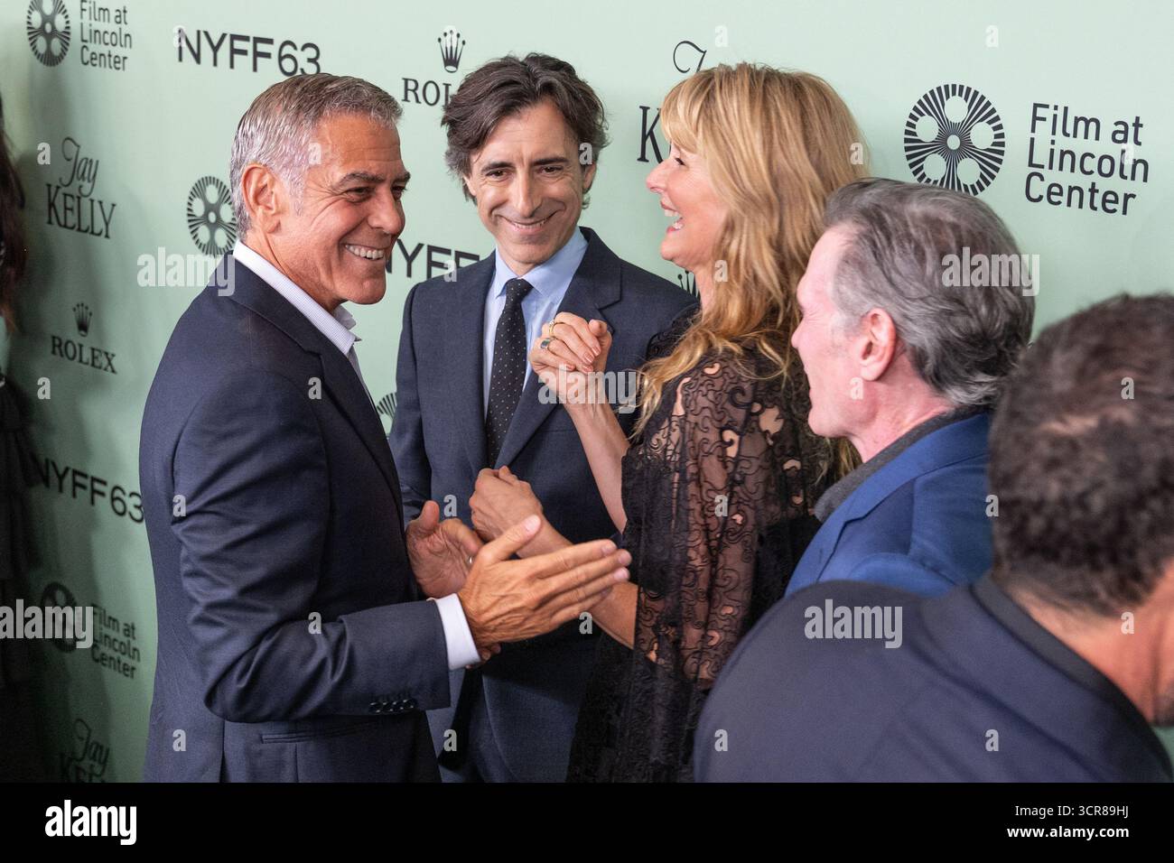 New York, NY, 29 settembre 2025: George Clooney, Noah Baumbach, Laura Dern, Billy Crudup partecipano alla proiezione di "Jay Kelly" al 63° Festival annuale del cinema di New York all'Alice Tully Hall di New York, NY il 29 settembre 2025. Crediti: Lev Radin/Alamy News Live Foto Stock