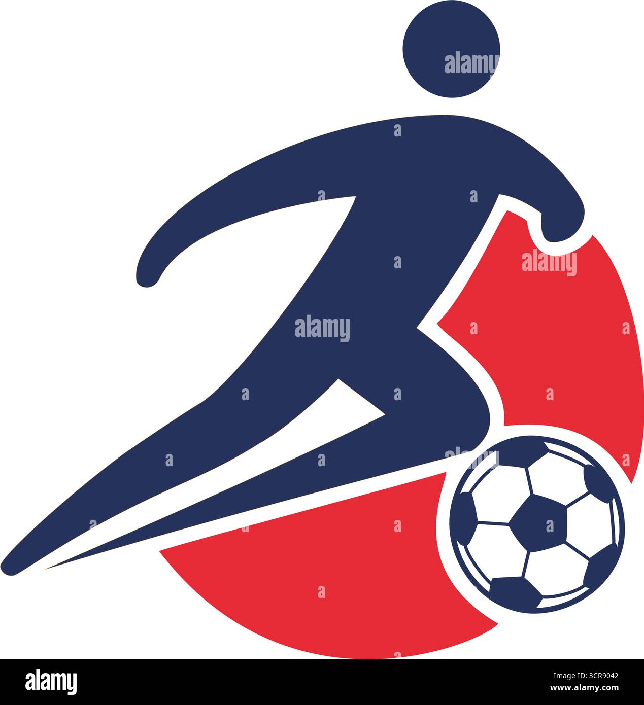 Silhouette con il logo di un giocatore di calcio, ideale per club sportivi, campionati o marchi sportivi Illustrazione Vettoriale