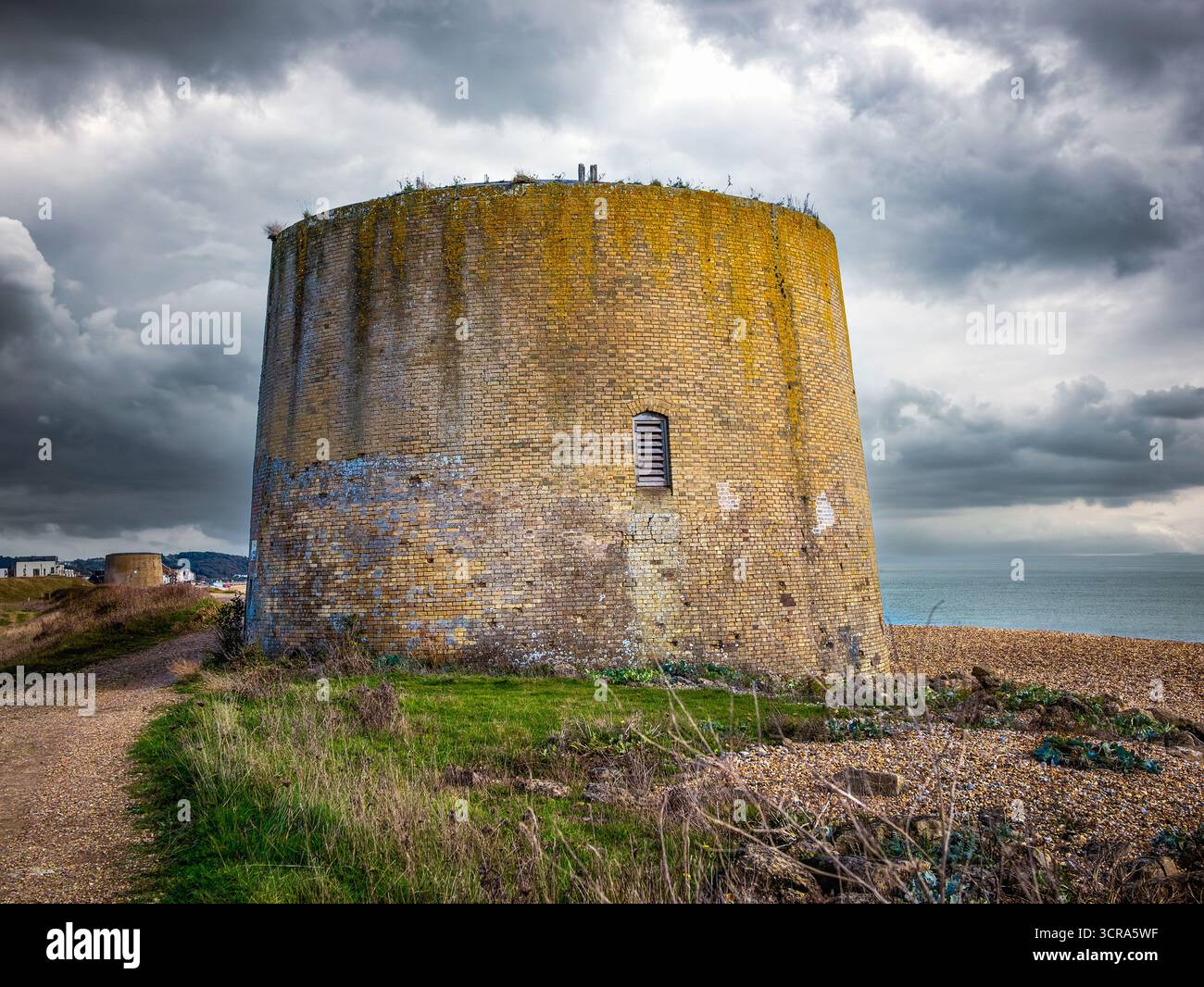 La Torre martello numero 15 di Hythe Ranges è una storica struttura di difesa costiera, costruita tra il 1805 e il 1806, adagiata su un cielo buio e lunare Foto Stock La Torre martello numero 15 di Hythe Ranges è una storica struttura di difesa costiera, costruita tra il 1805 e il 1806, adagiata su un cielo buio e lunare Foto Stock