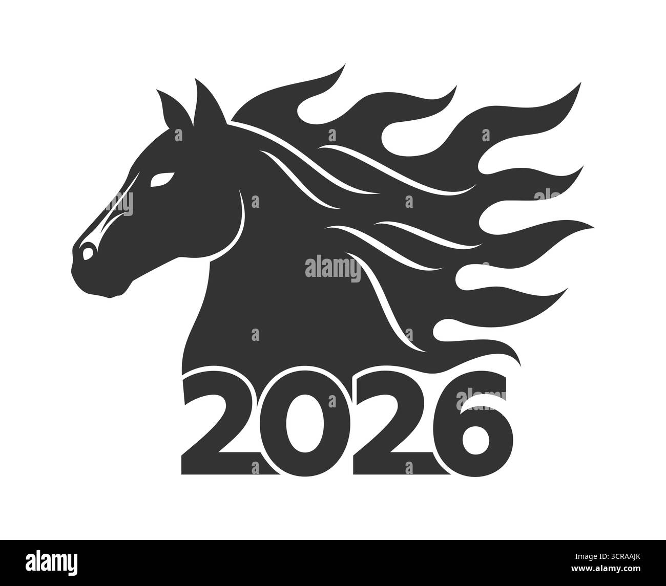 Sagoma laterale nera di una testa di cavallo con una criniera ardente e numero 2026 su sfondo bianco. Illustrazione vettoriale Illustrazione Vettoriale Sagoma laterale nera di una testa di cavallo con una criniera ardente e numero 2026 su sfondo bianco. Illustrazione vettoriale Illustrazione Vettoriale