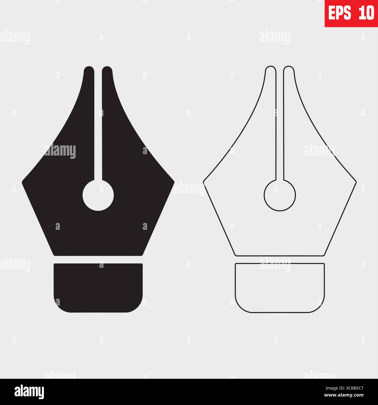 Icona della penna stilografica. pieno pieno e tratto sottile eps 10 Illustrazione Vettoriale