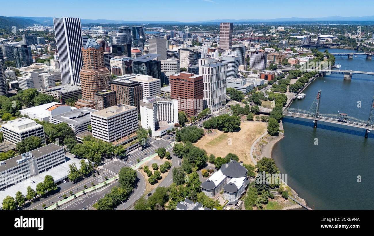 Skyline di Portland, Oregon, Stati Uniti d'America Foto Stock