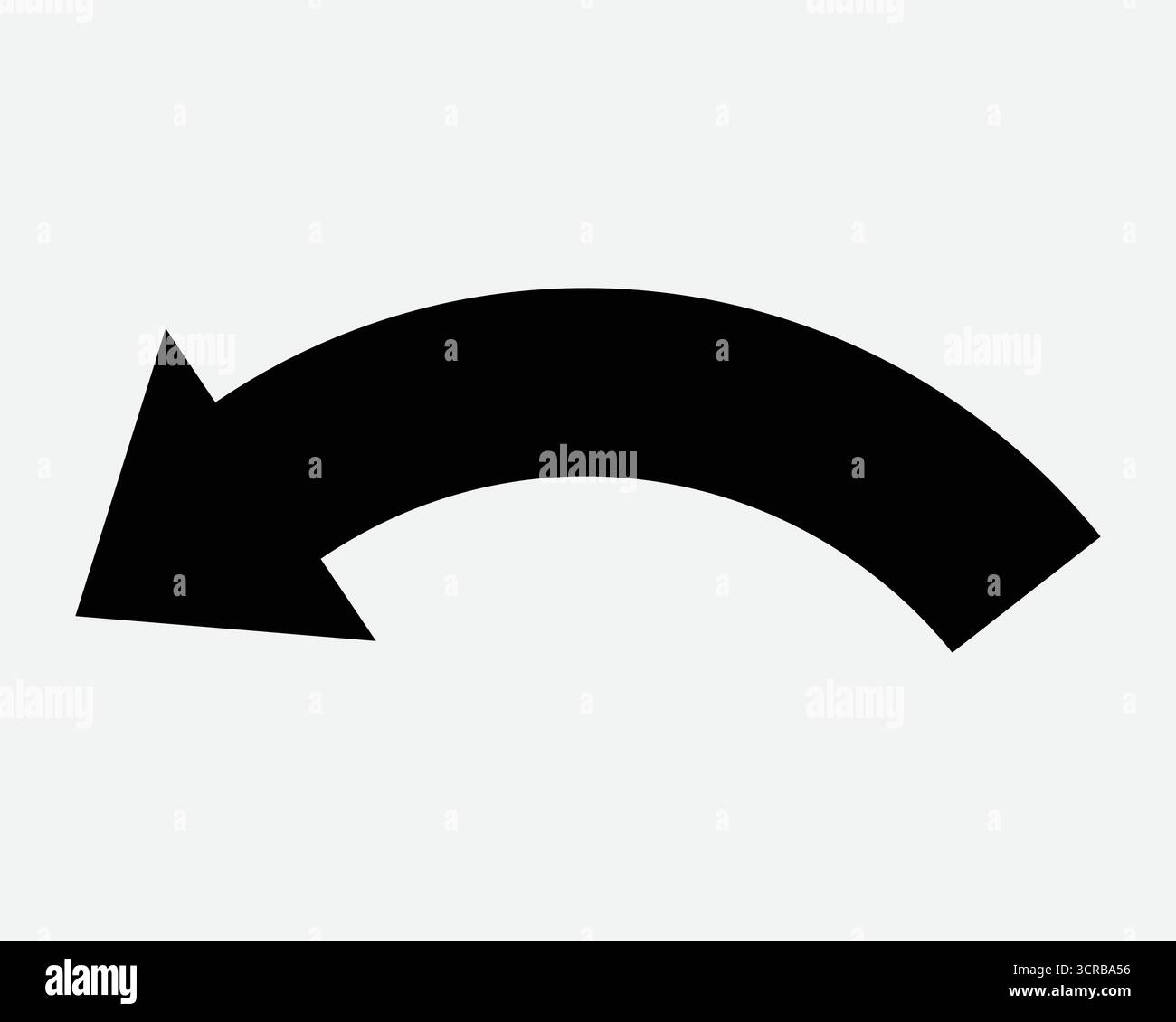 Curva freccia verso il basso Annulla posizionamento precedente orientamento posizione navigazione punto rivolto verso il basso qui profilo sagoma silhouette nera Illustrazione Vettoriale