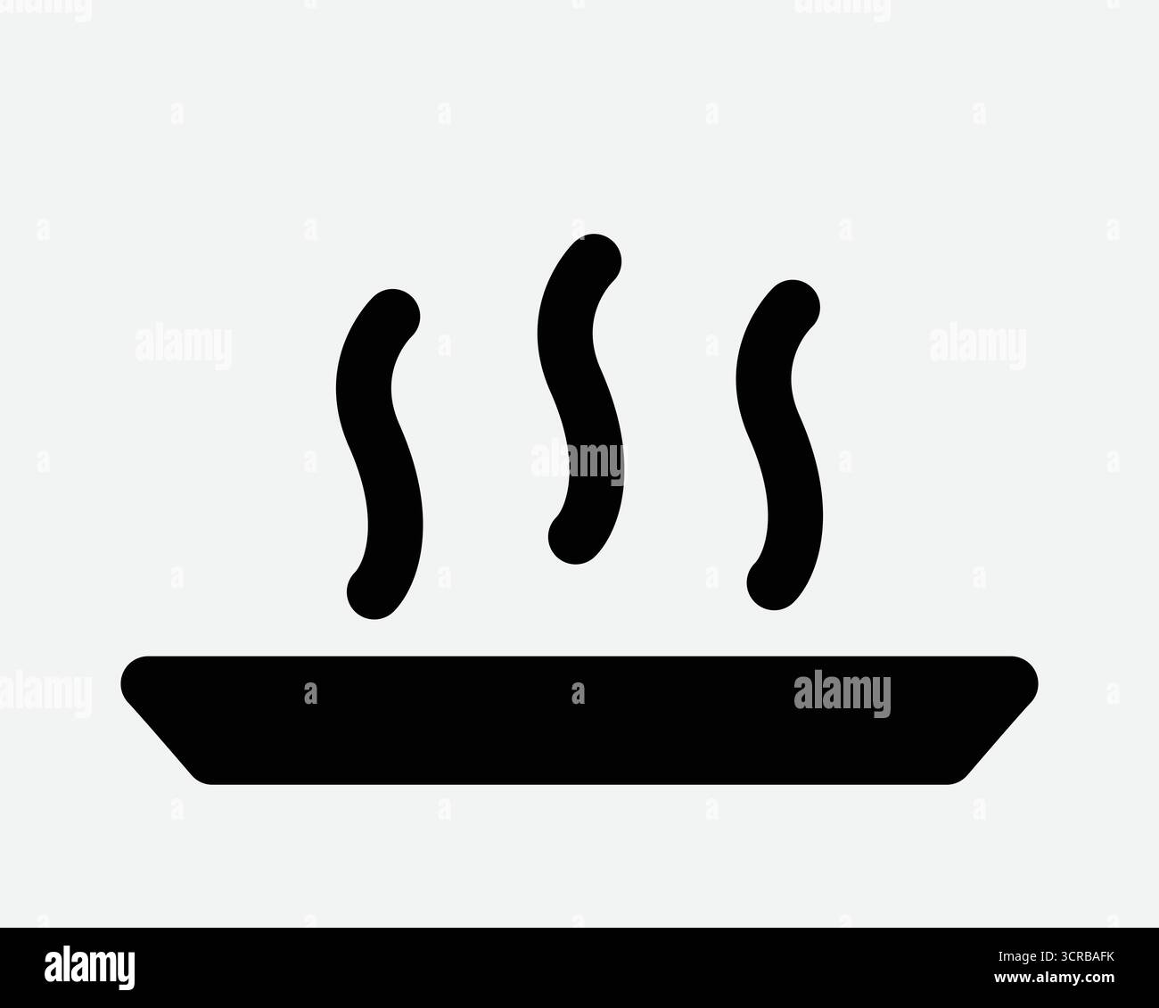 Icona piastra calda piatto piatto piatto piatto da cena con teglia a scottatura a flusso stufa per superfici riscaldanti simbolo di temperatura elevata silhouette nera Illustrazione Vettoriale